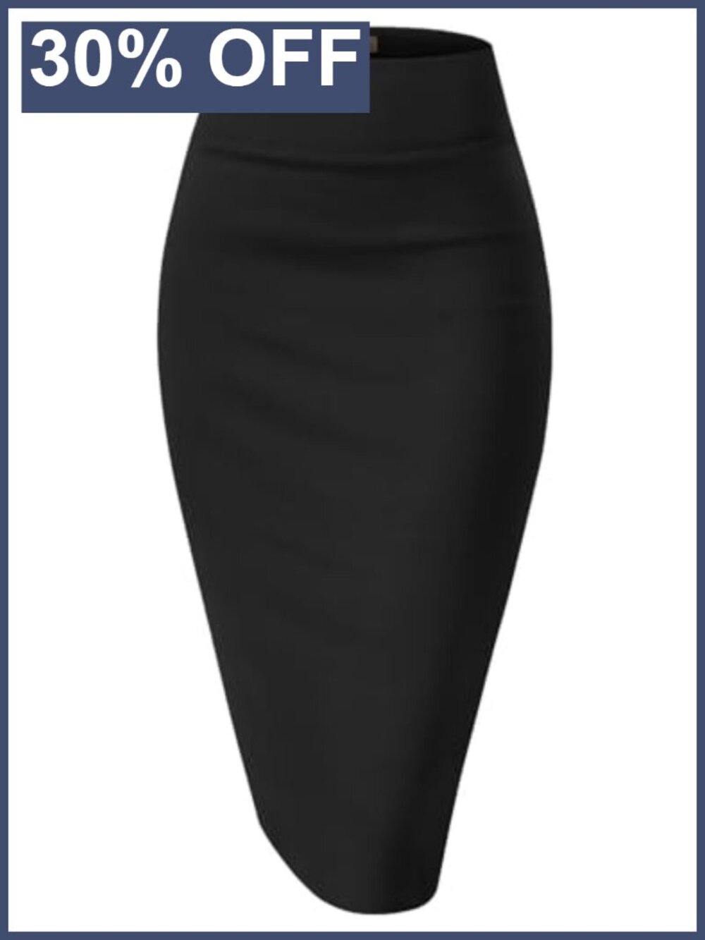 High Waist Ponte Pencil Skirt Below Knee Stretch Office Wear